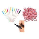 Kit Extensão Cílios/rena 50 Escovinhas +50 Anel Batoque Cola