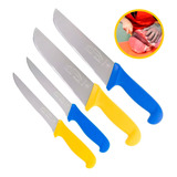 Kit Faca Desossa 6' + Faca Carne Açougue 8' Corneta - 4pçs