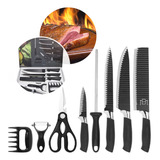 Kit Facas De Churrasco Profissional Cutelo Chef Cozinha 8 Pç