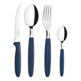 Kit Facas garfos colheres sob Inox Jantar Cores 48pçs