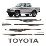 Kit Faixa Hilux 1992/2004 + Adesivo Traseiro Toyota Grafite