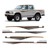 Kit Faixa Lateral Hilux Toyota 1992 Até 2004 Adesivo Grafite