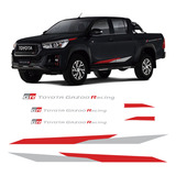 Kit Faixas Hilux Gr Toyota Gazoo Gr Sport V6 Adesivo Lateral Cor Vermelho E Prata