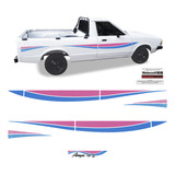 Kit Faixas/adesivos Ford Pampa 1995 Azul Dourado Laranja