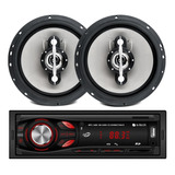 Kit Falantes 6 Pol Som Carro Rádio Bt Atende Ligação