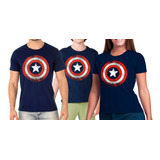 Kit Família Camiseta Capitão América Escudo Super Herói