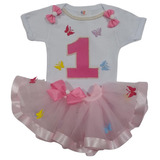 Kit Fantasia Completa Tutu Meu Primeiro Aninho Roupa De Luxo