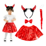 Kit Fantasia Diabinha Infantil Carnaval Halloween