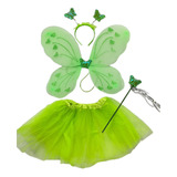 Kit Fantasia Fada Infantil Saia Tutu Asa Tiara Varinha