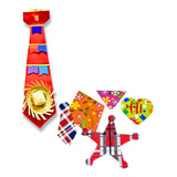 Kit Fantasia Festa Junina Gravata E Remendo Adesivo Retalho