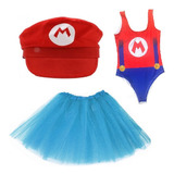 Kit Fantasia Mario Feminino Adulto Bloquinho