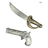 Kit Fantasia Pirata Brinquedo Espada E Pistola Arma 2 Peças 