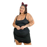 Kit Fantasia Plus Size 2 Peças Vestido Alça Orelha Oncinha