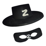 Kit Fantasia Zorro Carnaval Halloween Chapéu Máscara Unissex