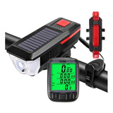 Kit Farol Bike Recarregável Led + Sinalizador + Velocímetro