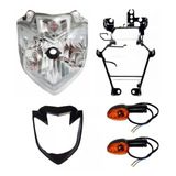 Kit Farol Fazer 11 A 16 Carenagem Aranha Piscas P/ Adaptar