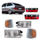 Kit Farol Gol Quadrado 91 92 93 94 95 + Pisca+lanterna Fumê