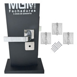 Kit Fechadura Wc Banheiro Modena Cromado+ Dobradiça Cromada
