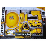 Kit Ferramentas De Brinquedo Construção 11 Peças C/ Capacete