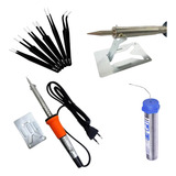 Kit Ferramentas Ferro + Solda + Pinça Com Suporte Brinde 