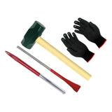 Kit Ferramentas P/ Obra Marreta 1kg Talhadeira Ponteiro Luva