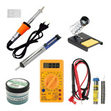 Kit Ferro De Solda Multímetro Sugador Suporte Pasta Tubete