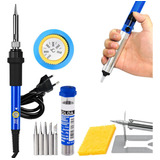 Kit Ferro De Solda Soldar Soldador 60w Estanho Sugador