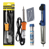 Kit Ferro Solda + Tubete Estanho Com Resina E Sugador Solda