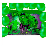 Kit Festa 51 Pçs Decoração Hulk Painel + 50 Bexigas Neon