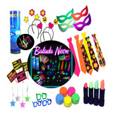 Kit Festa Aniversário Neon Balada 120 Itens C Maquiagem Neon