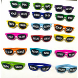 Kit Festa Balada Neon 10 Óculos Nerd Coloridos Com Frases 