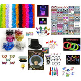 Kit Festa Balada Neon piscas tiaras plaquinhas 160 Itens
