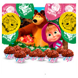 Kit Festa Completo 126 Pçs Decoração Masha E O Urso