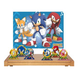 Kit Festa Decoração Sonic * Painel + 6 Display De Mesa