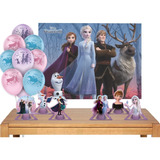Kit Festa Frozen 2 * Painel + 25 Balões + 6 Displays De Mesa