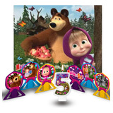 Kit Festa Masha E O Urso Decoração Display +painel + Vela 5