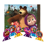 Kit Festa Masha E O Urso Decoração Painel Gigante + Display