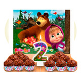 Kit Festa Masha E O Urso Painel Gigante+ Forminhas + Vela N2