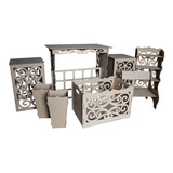 Kit Festa Mdf Provençal 08 Peças Mesa Decoração Completo