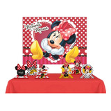 Kit Festa Minnie Red * Painel + Toalha De Mesa + Displays