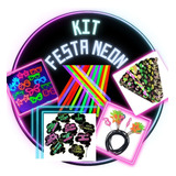 Kit Festa Neon 100 Pulseiras + 40 Adereços Color 140 Pessoas