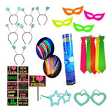 Kit Festa Neon Adereço Brilha Luz Negra 160 Itens Balada 