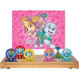 Kit Festa Painel Patrulha Canina Skye + 6 Display De Mesa 