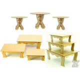 Kit Festa Provençal Mdf Cru 9 Peças Promoção Banquinho