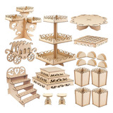 Kit Festa Provençal Mdf Suporte Bolo Bandeja Cupcake Doce