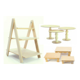 Kit Festa Provençal Torneado Mdf Cru 7 Peças Decoração Mesa
