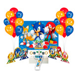 Kit Festa Sonic Decoração Topo Painel Vela N7 Balão Display