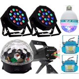 Kit Festa Strobo Balada Iluminação Canhão Rgb Laser Bivolt