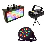Kit Festa Strobo Balada Iluminação Canhão Rgb Laser Luz