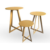 Kit Festa Trio Mesas Cilindros Desmontaves Mdf Cru Decoração